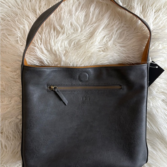 NWT Camel Brown - Charcoal Black Vegan Leather Joy Susan Women's Bag - Picture 4 of 10